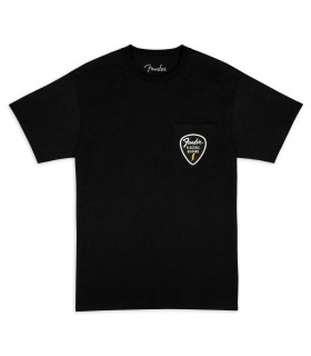 T shirt Fender na cor preta e com bolso Pick Patch Pocket Tee de tamanho L