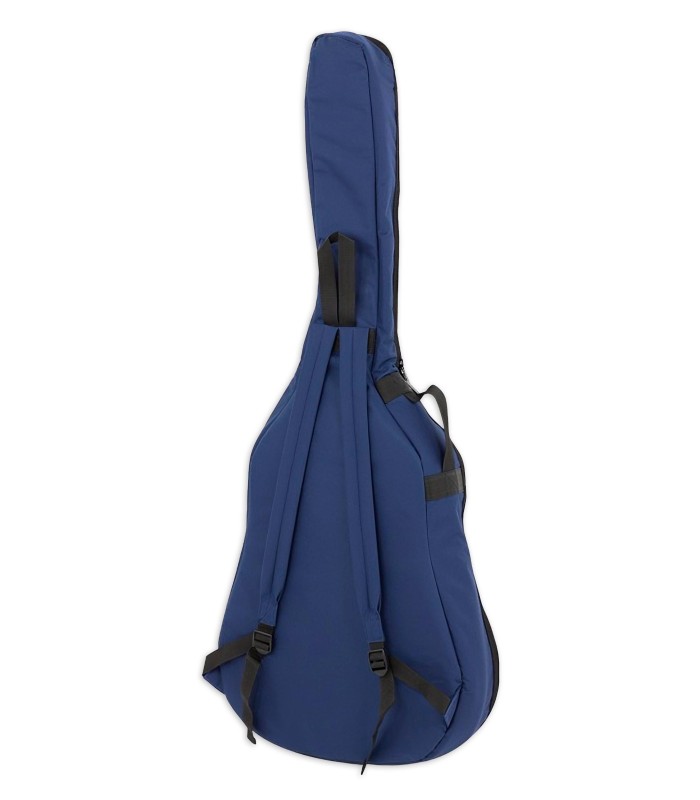 Back and straps of the bag Ortolá model 83 32B in blue nylon with 10 mm padding for classical guitar