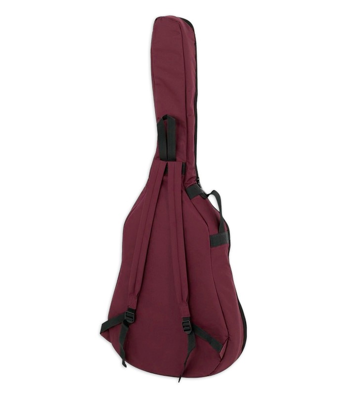 Espalda y correas de la funda Ortolá 83 32B en nilón de color bordeaux con acolchado de 10 mm para guitarra clásica