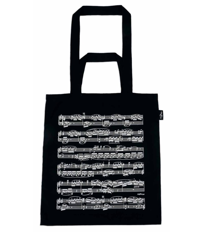 Bag Agifty model B3089 with musical notation in white over the black textile