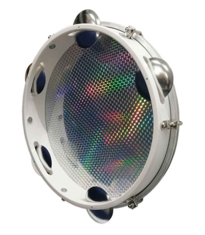 Espalda del pandero Izzo modelo IZ3438-40  de 10" pulgadas con aro en ABS de color blanco con 5 pares de sonajas