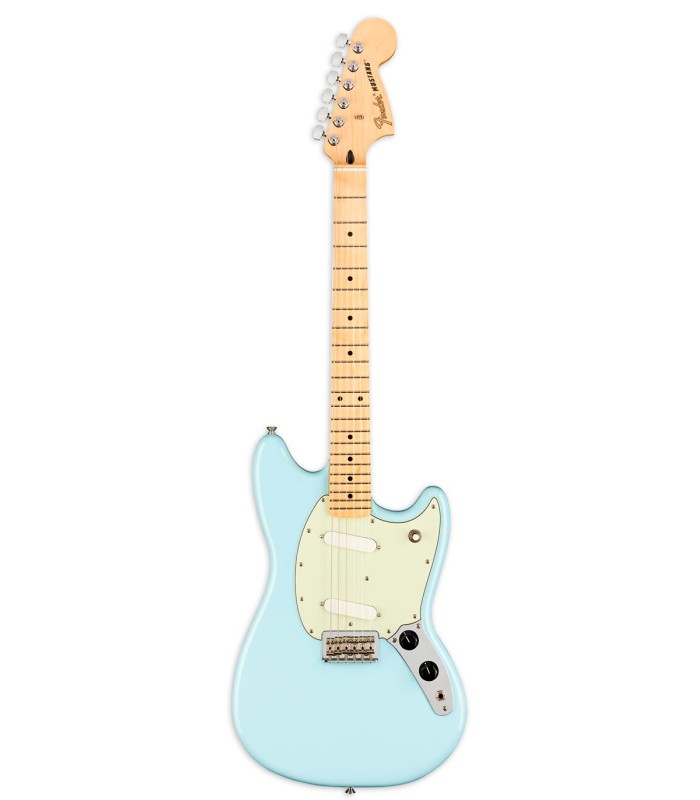 Electric guitar Fender model Player Mustang WN in Sonic Blue color