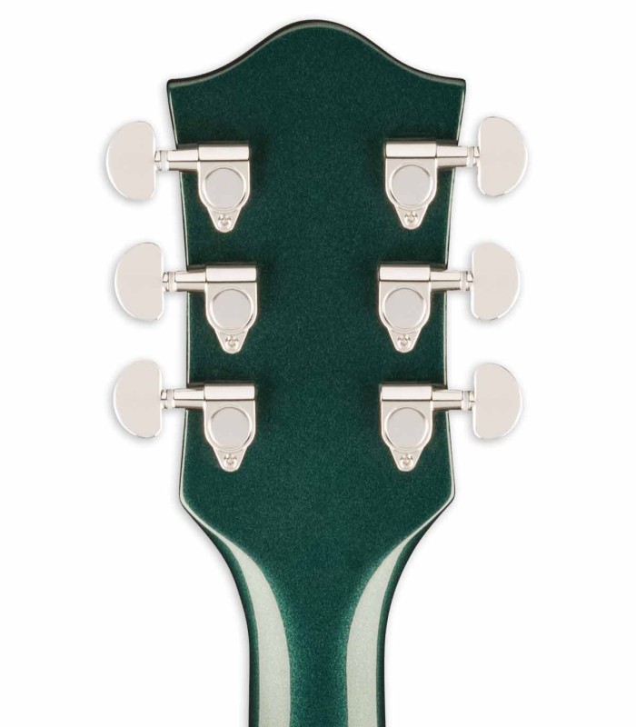 Chromed, die-cast machine head of the electric guitar Gretsch model G2420 Streamliner Single Cutaway Hollow Body Cadillac Green