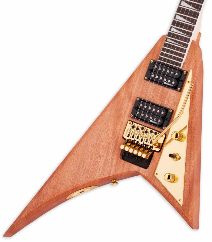 Cuerpo de forma Rhoads (Flying V) de la guitarra eléctrica Jackson modelo JS32 Rhoads MAH natural
