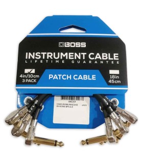 Pack com 3 cabos Boss modelo BPC-4-3 Pancake Jack cada um com 10 cm de comprimento