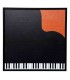 Quadro Nelson Gomes modelo SML248 Piano, apresenta um piano de cauda sobre um fundo laranja