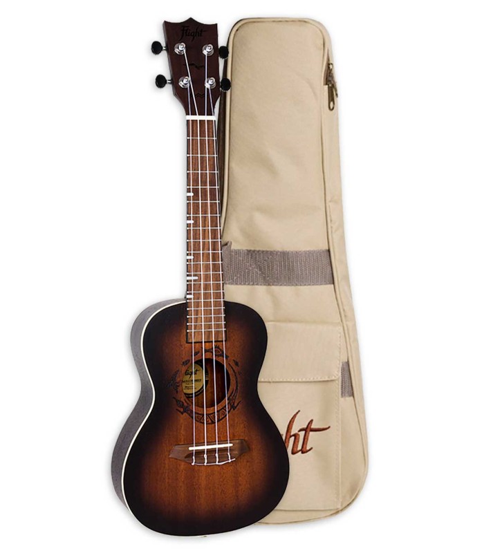 Concert ukulele Flight model DUC380 Gemstone in Amber color finish and with a bag