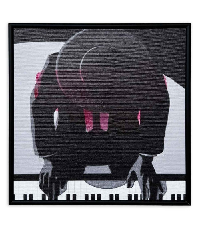 Painting Nelson Gomes SML241 Piano, presents a man with a hat playing piano