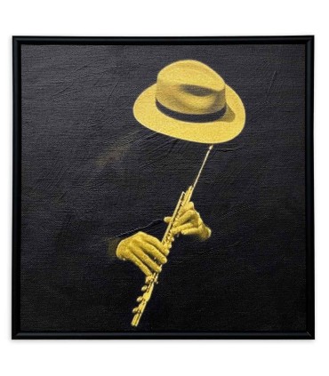 Quadro Nelson Gomes modelo SML244, apresenta um músico com chapéu a tocar flauta