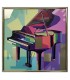 Quadro Nelson Gomes modelo SML2417 apresenta um piano de cauda num estilo muito colorido