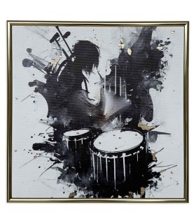 Painting Nelson Gomes modelo SML2420 presents a set of drums over a watercolor background