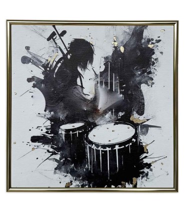 Painting Nelson Gomes modelo SML2420 presents a set of drums over a watercolor background