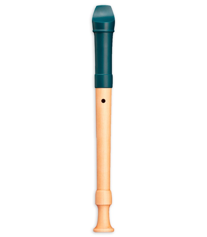 Back of the recorder Mollenhauer model 17413 Fipple Dege Soprano Baroque ocean blue color