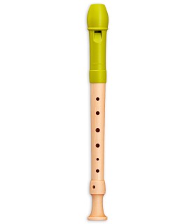 Recorder Mollenhauer model 17311 Fipple Lere Soprano German in wood and apple green colored plastic