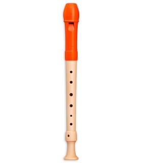 Recorder Mollenhauer model 17314 Fipple Digi Soprano German in wood and orange colored plastic