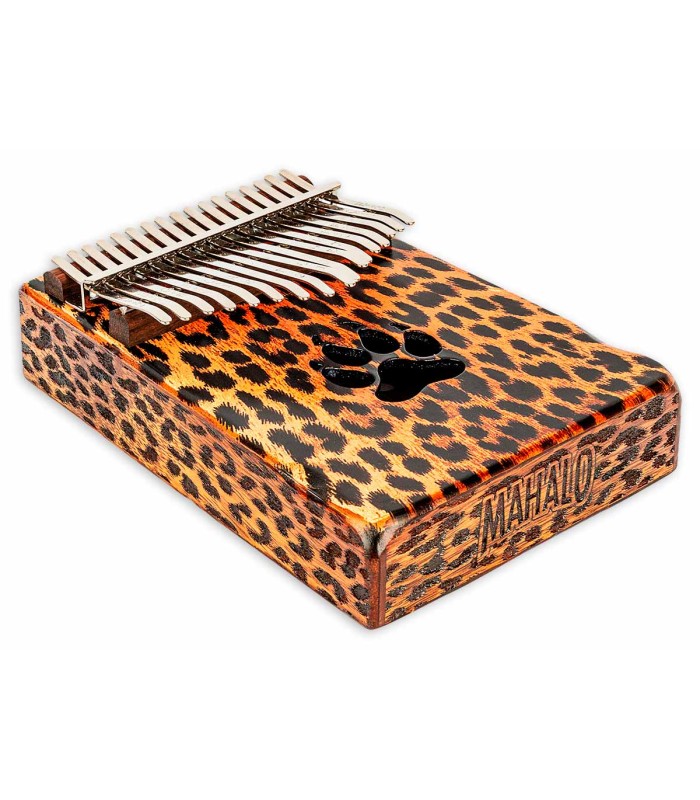 Detail of the side decorations of the kalimba Mahalo model MKA17CH Cheetah