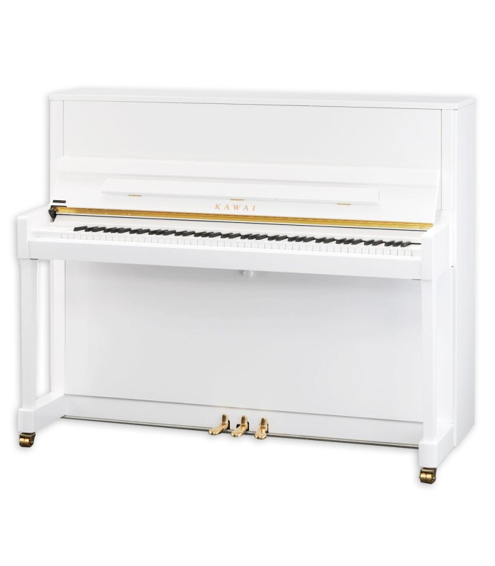 Piano Vertical Kawai modelo K300 WH 122cm com 3 pedais e acabamento branco polido