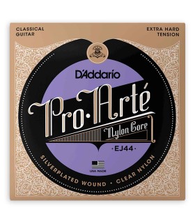 Juego de cuerdas modelo Daddario EJ44 en nilón de tensión extra fuerte para guitarra clásica