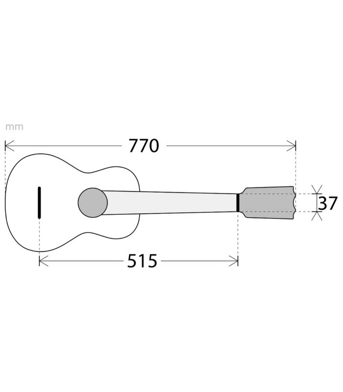 Medidas do ukulele APC modelo BT Barítono Tradicional com preamp
