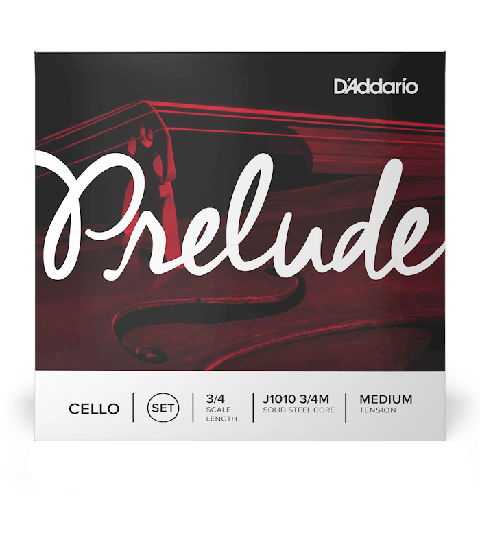 Foto frontal da embalagem das cordas d'Addario Prelude J1010 para violoncelo 3/4