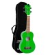 Ukelele soprano Octopus modelo UK-205GRS con acabado de color verde y con funda