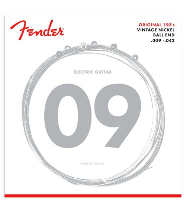 Juego de cuerdas Fender modelo 150L pure nickel de calibre 009 para guitarra eléctrica