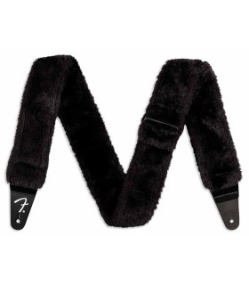 Correia Fender modelo Poodle Plush Black em preto para guitarra