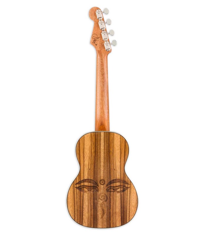 Back of the tenor ukulele Fender model Dhani Harrisson SPHR Blue