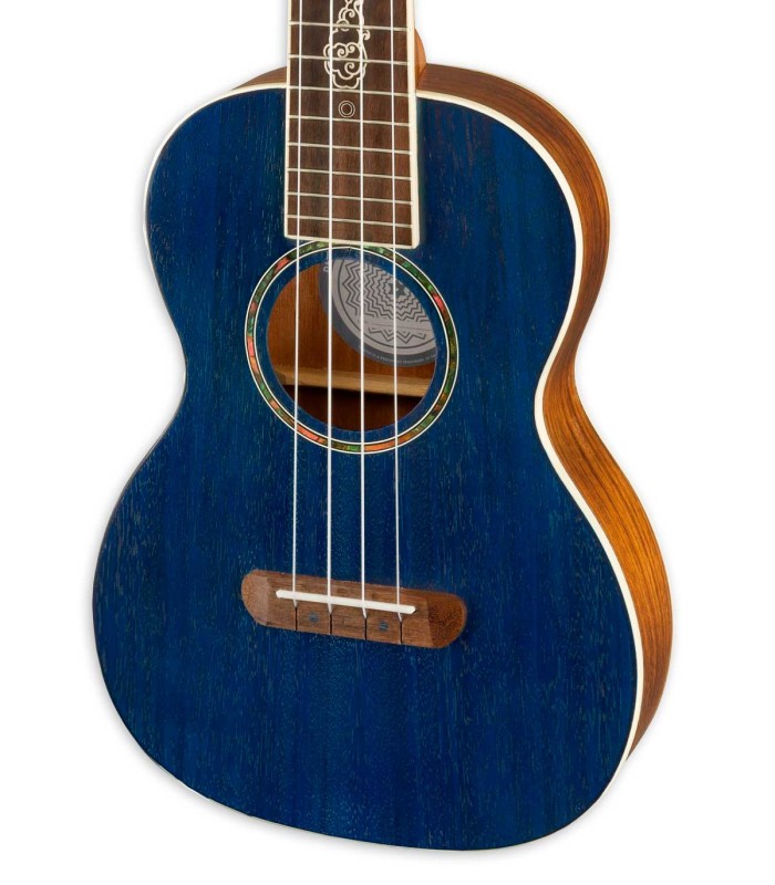 Top of the tenor ukulele Fender model Dhani Harrisson SPHR Blue