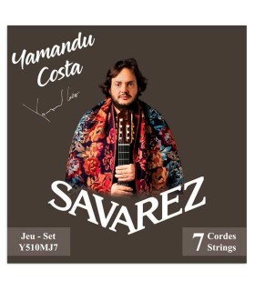 Jogo de cordas Savarez modelo Y510MJ7 Flamenco Yamandu Costa 7 cordas de alta tensão