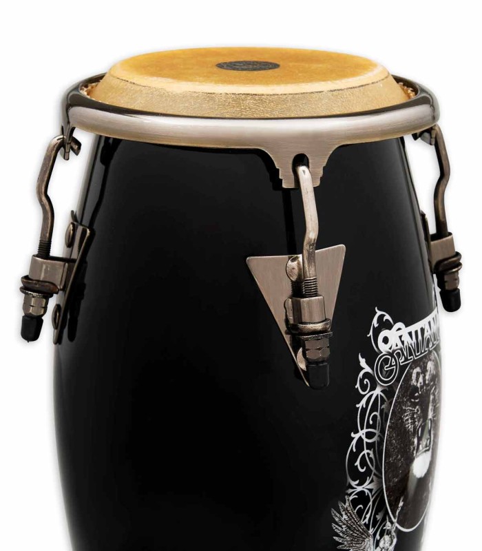 Tuning lugs and head skin detail of the mini conga LP model LPM197 SNL Santana