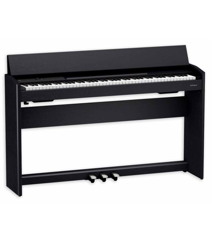 Piano digital Roland modelo F701 CB con 88 teclas y 3 pedales en color negro