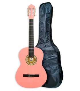 Guitarra clássica Ashton modelo SPCG-34PK em cor de rosa e com saco