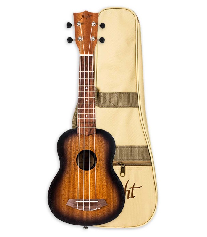 Soprano ukulele Flight model NUS380 Gemstone in amber color and with a bag