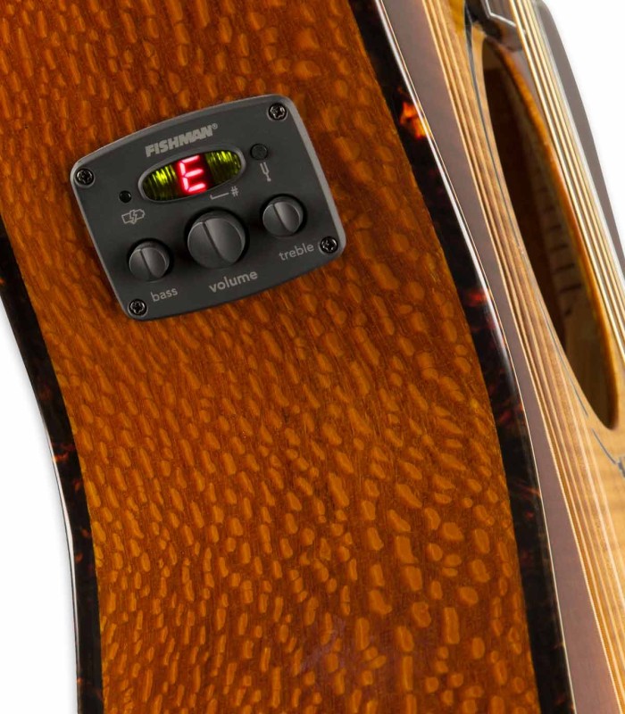 Detalhe do preamp da guitarra eletroacústica Fender modelo FA 345CE Auditorium Tea Burst