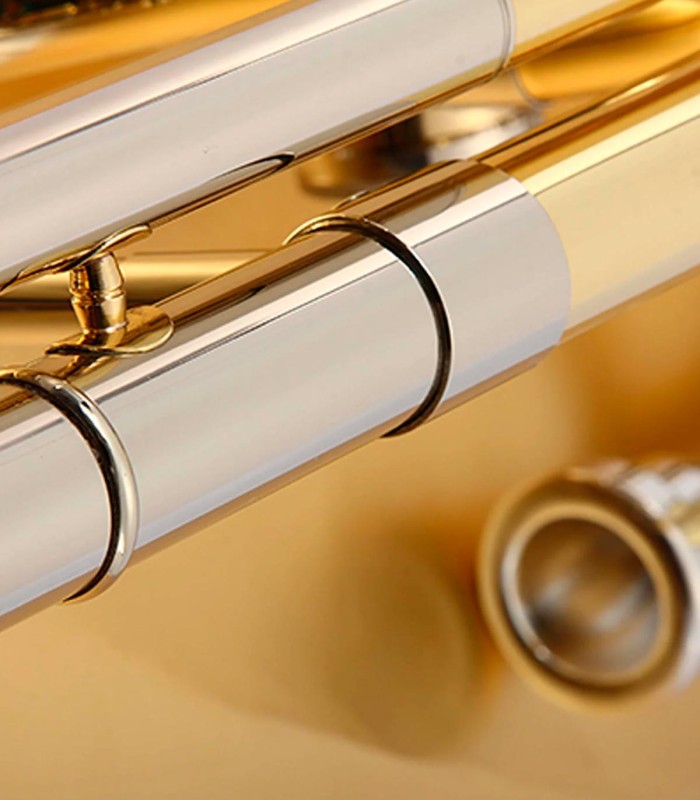 Detalhedas varas do trombone John Packer modelo JP331 Tenor Rath Si Bemol Fá dourado