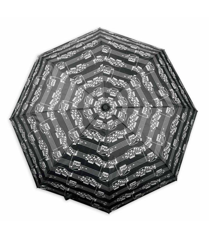 Guarda chuva Agifty modelo U2000 em preto com notas musicais aberto