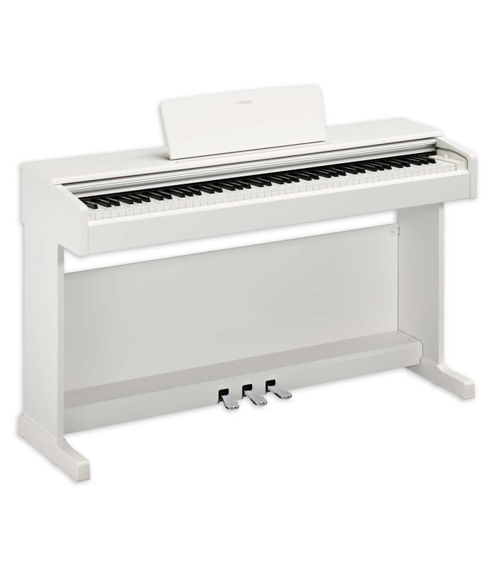 Detalhe das laterais do piano digital Yamaha modelo YDP145WH branco