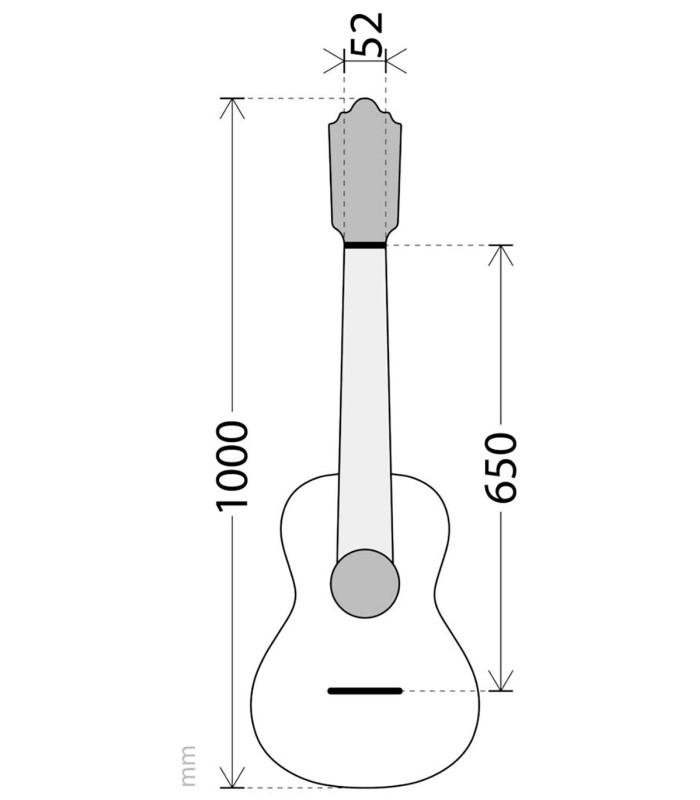 Medidas da guitarra clássica APC modelo 1S CW com pickup
