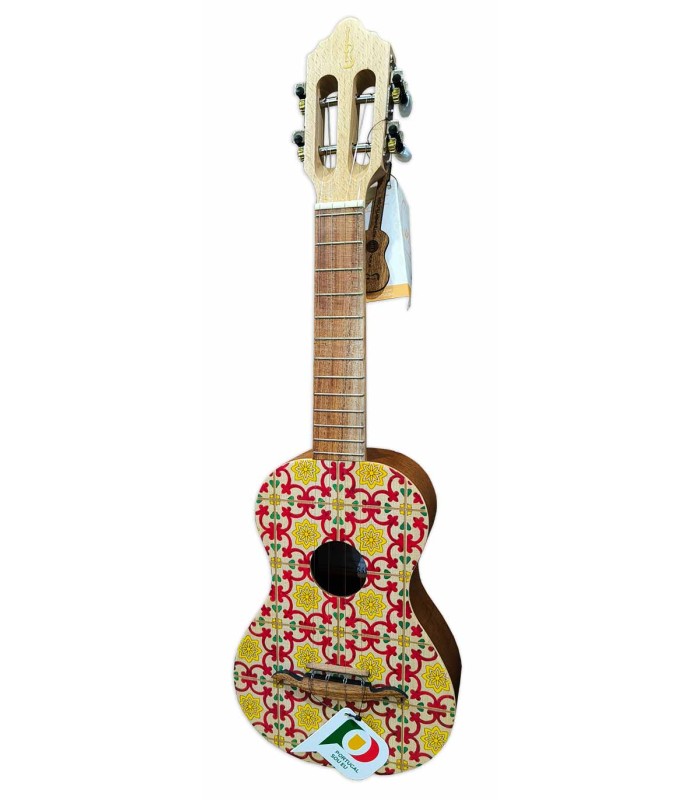 Cavaquinho APC modelo CAVAZUHP con la tapa pintada con un padrón inspirado en los azulejos portugueses