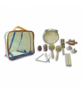 Foto de los instrumentos y maleta del kit de percusi坦n Honsuy 46550