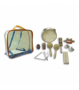 Foto de los instrumentos y maleta del kit de percusión Honsuy 46550