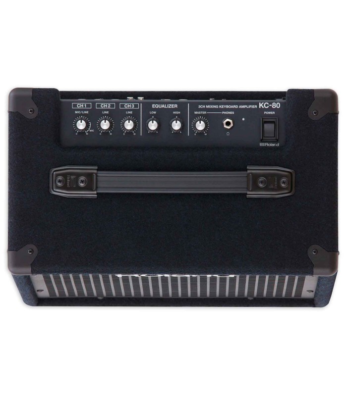 Controlos do amplificador Roland modelo KC-80 para teclado