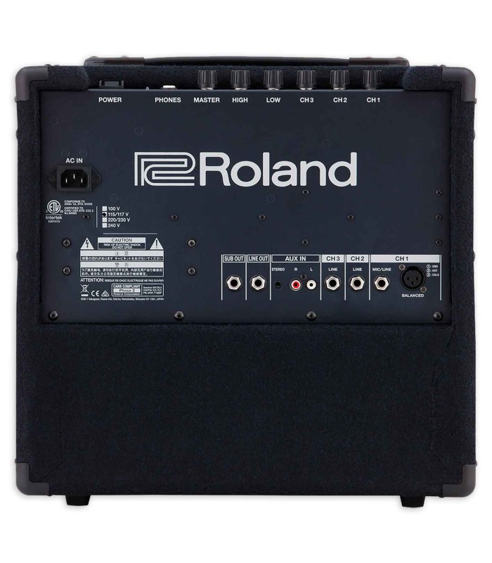 Espalda con las entradas y salidas del amplificador Roland modelo KC-80