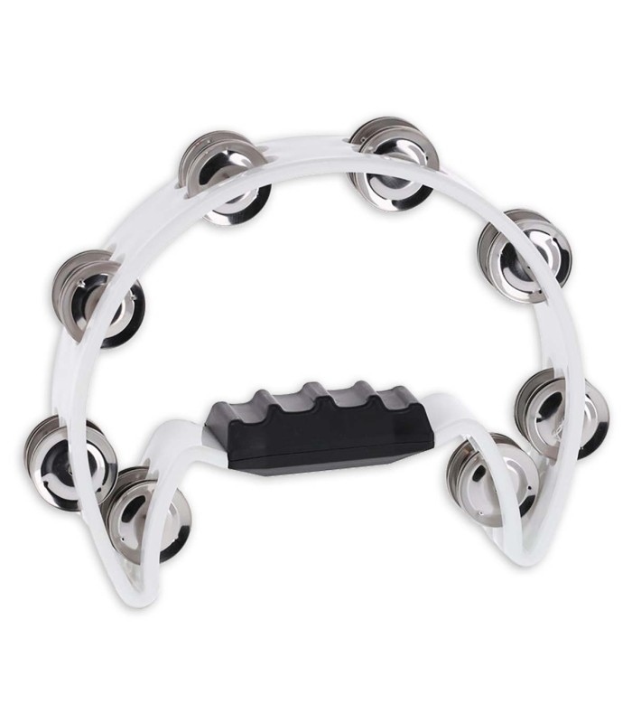 Tambourine Gewa in a half moon shape and with 16 pairs of jingles, white frame