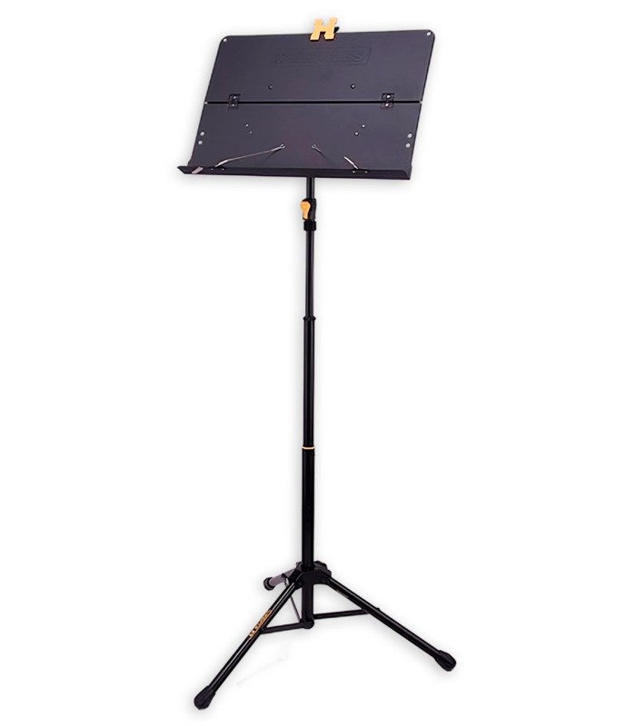 Atril Hercules modelo BS408B PLUS tipo orquesta en metal liso plegable y de color negro