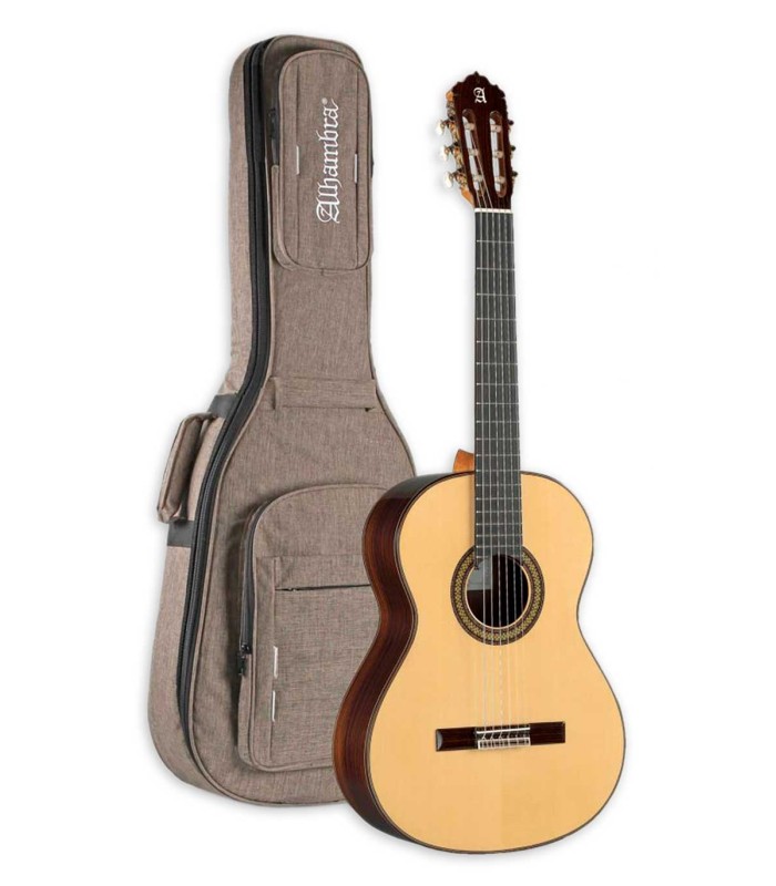 Guitarra clásica Alhambra modelo 7PA con tapa en abeto macizo y con funda de 25mm de acolchado