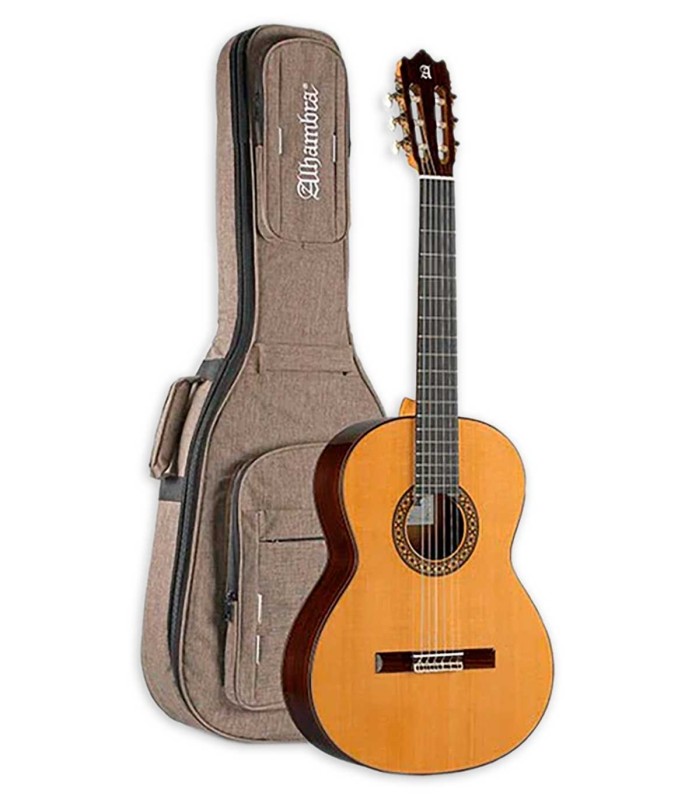 Guitarra clássica Alhambra modelo 4P com tampo em cedro maciço e com saco de 25mm de almofadado