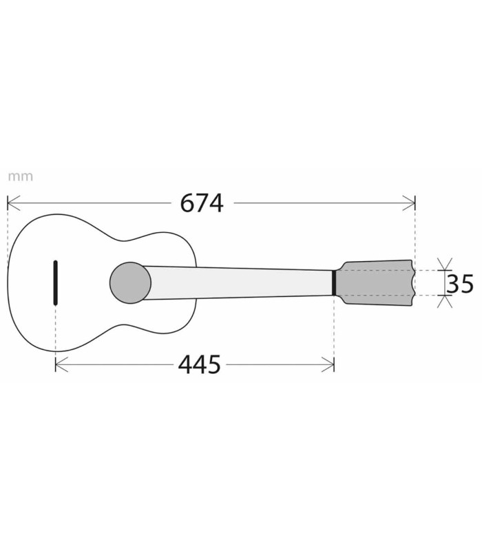 Measurements of the bass ukulele APC model UKU BASS TMX