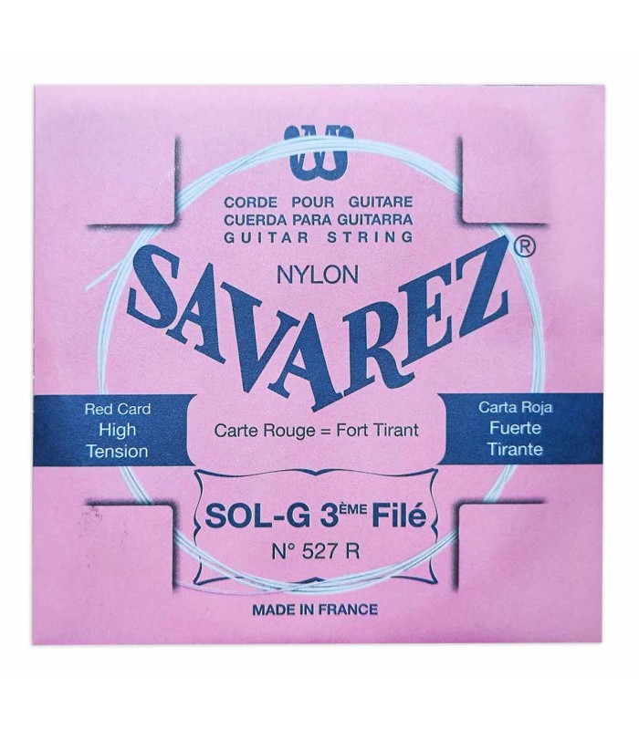 String Savarez model 527R wound 3rd G of high tension for classical guitar